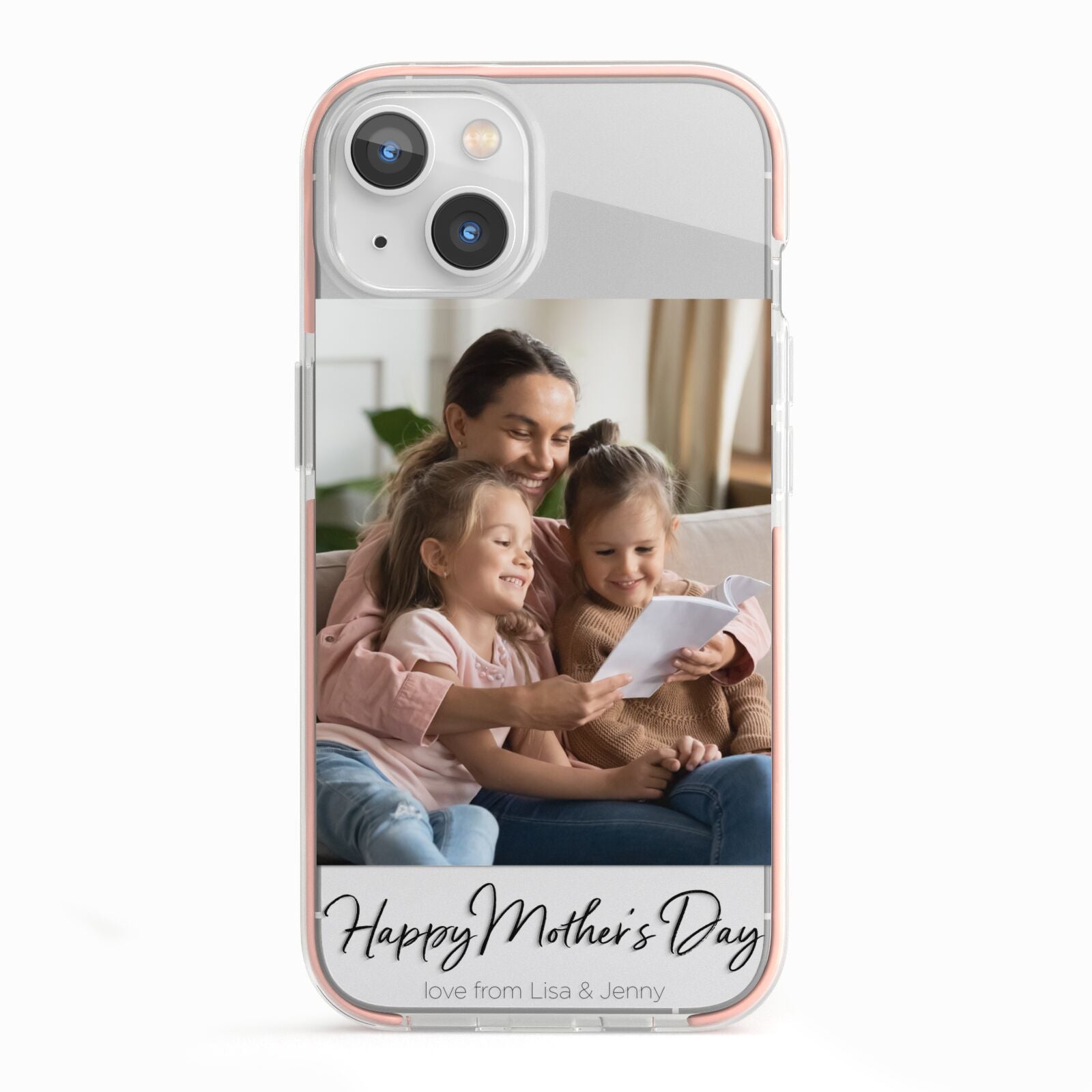 Mothers Day Family Photo iPhone 13 TPU Impact Case with Pink Edges