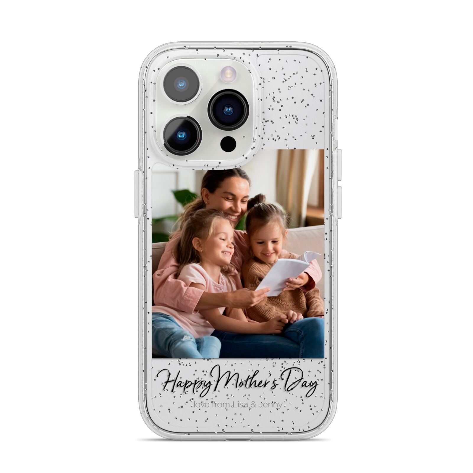 Mothers Day Family Photo iPhone 14 Pro Glitter Tough Case Silver