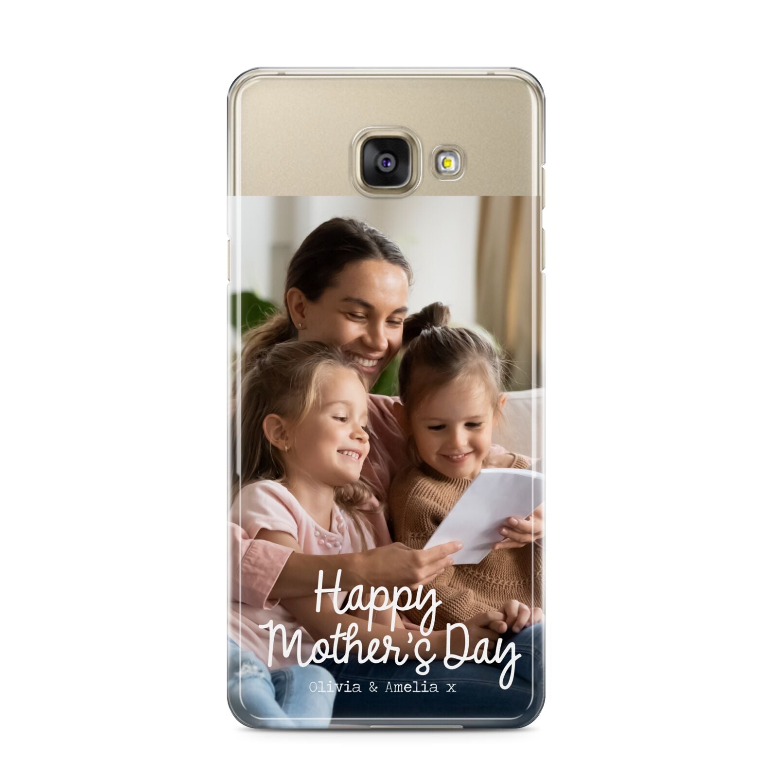 Mothers Day Family Photo with Names Samsung Galaxy A3 2016 Case on gold phone