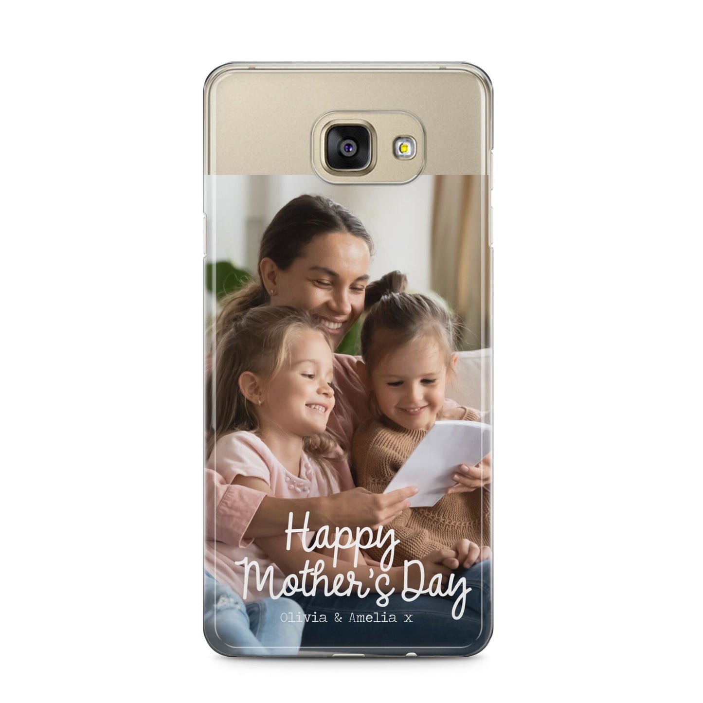 Mothers Day Family Photo with Names Samsung Galaxy A5 2016 Case on gold phone