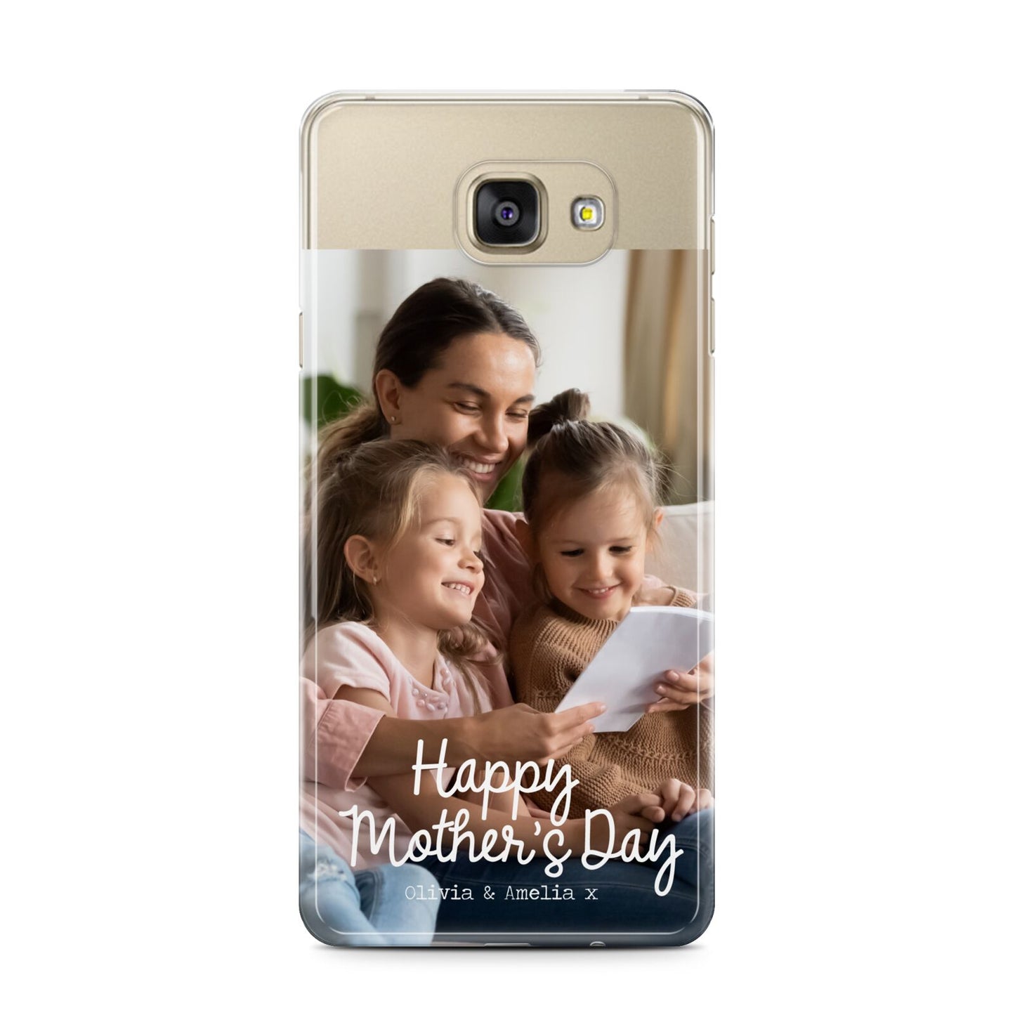 Mothers Day Family Photo with Names Samsung Galaxy A7 2016 Case on gold phone