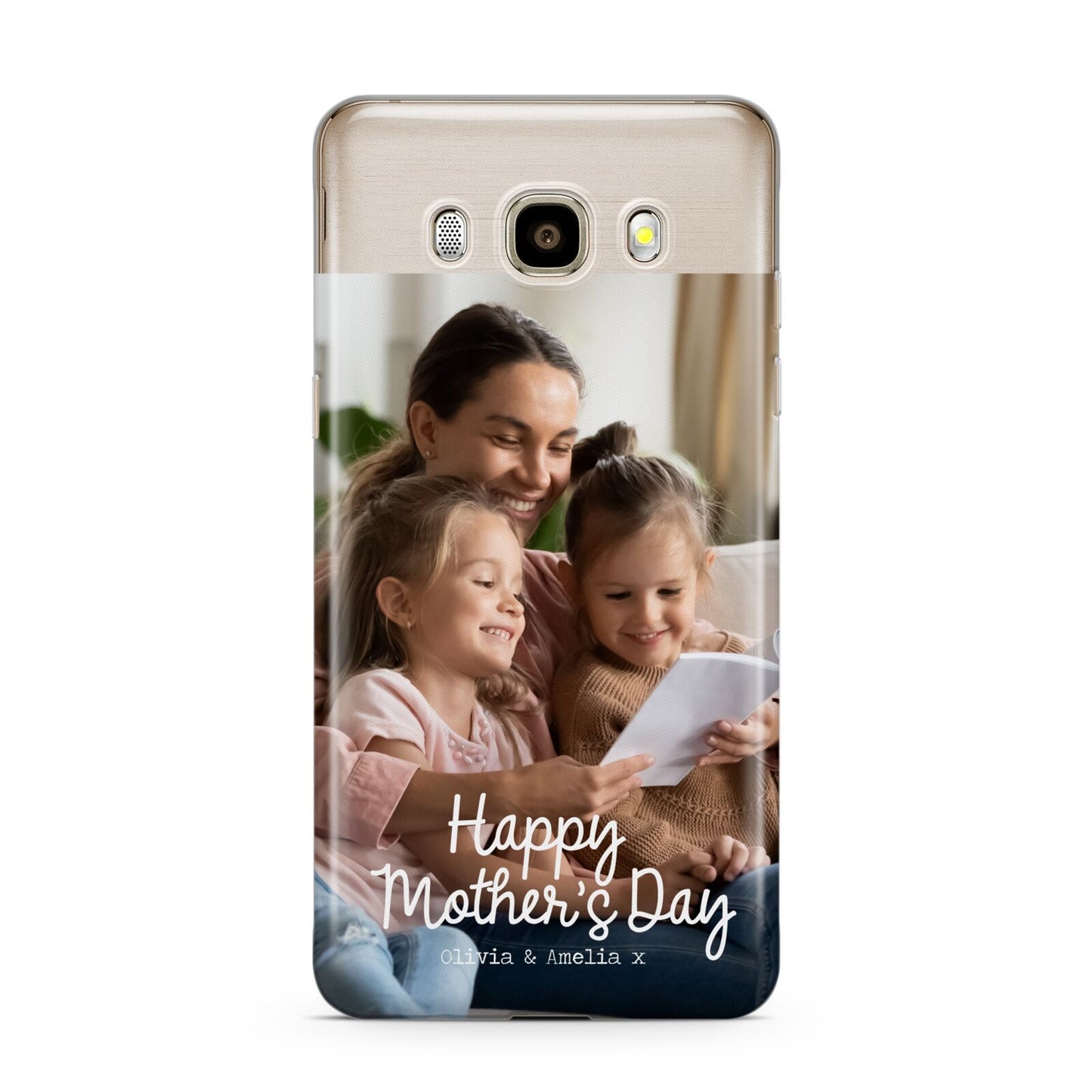 Mothers Day Family Photo with Names Samsung Galaxy J7 2016 Case on gold phone