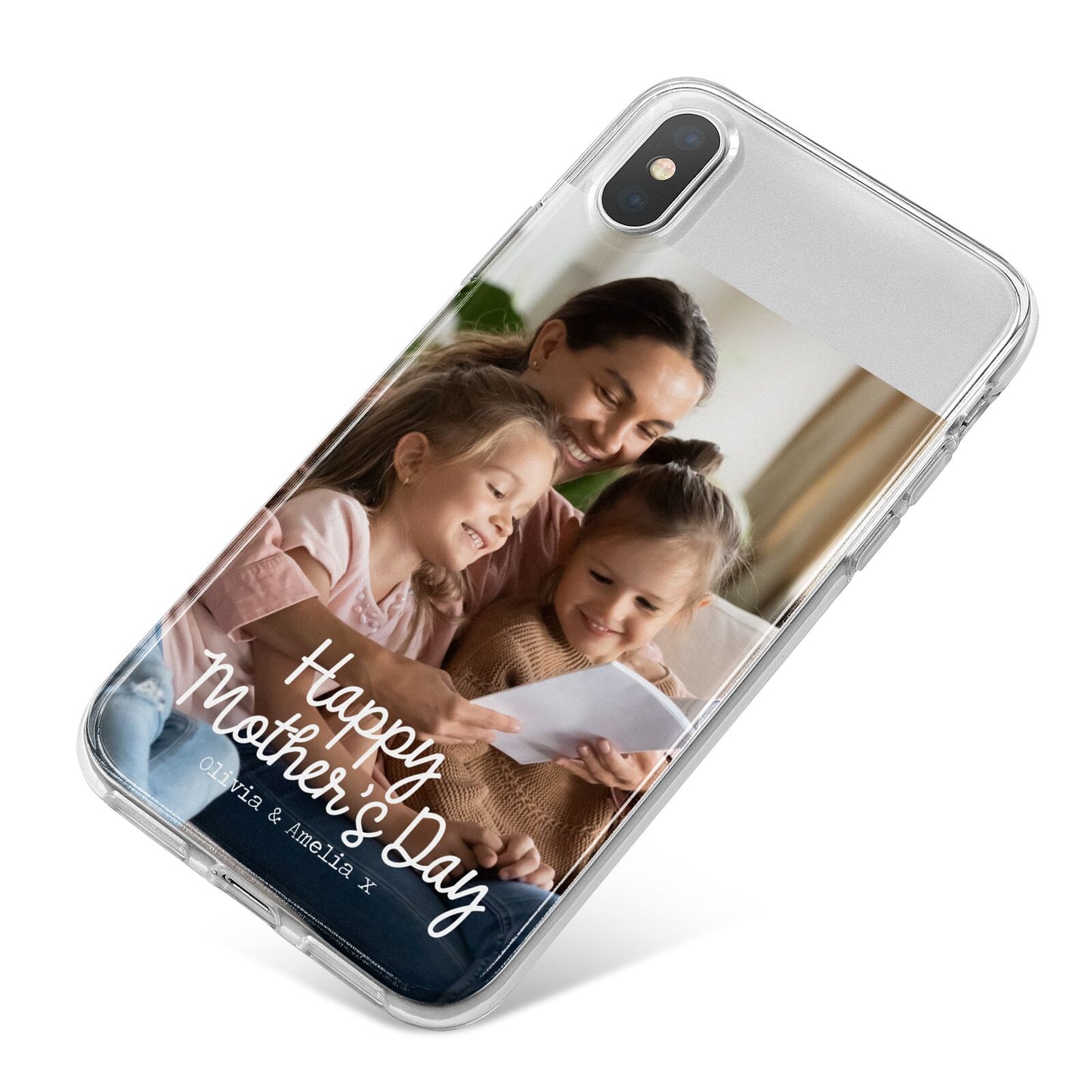 Mothers Day Family Photo with Names iPhone X Bumper Case on Silver iPhone