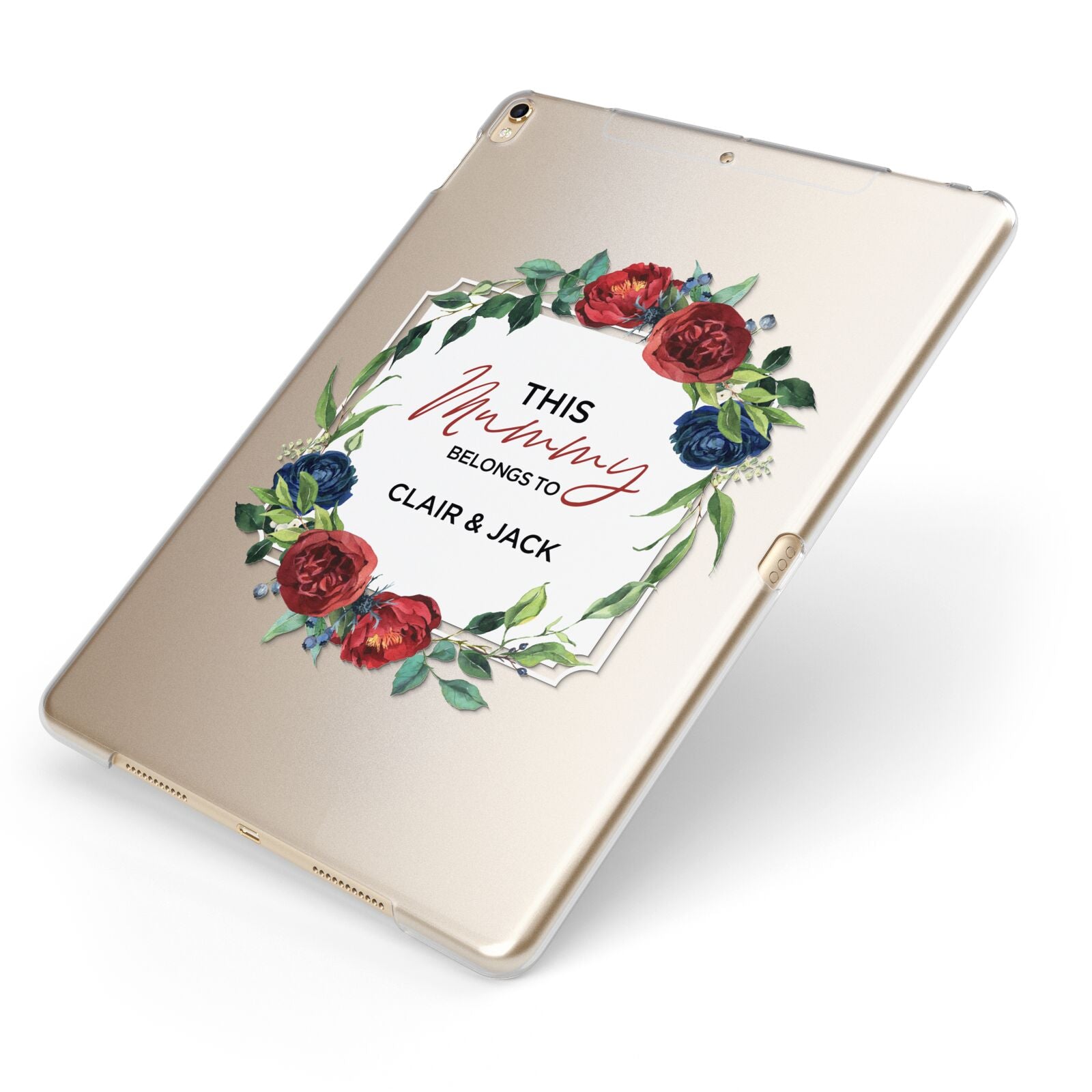 Mothers Day Flower Plaque Apple iPad Case on Gold iPad Side View