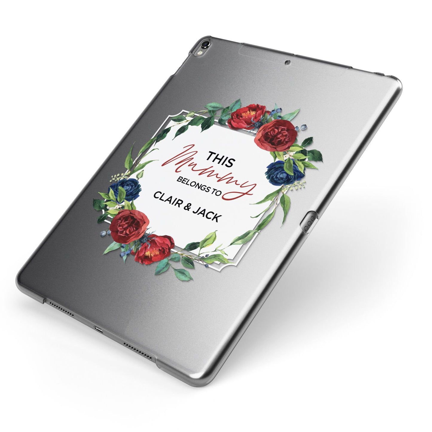 Mothers Day Flower Plaque Apple iPad Case on Grey iPad Side View