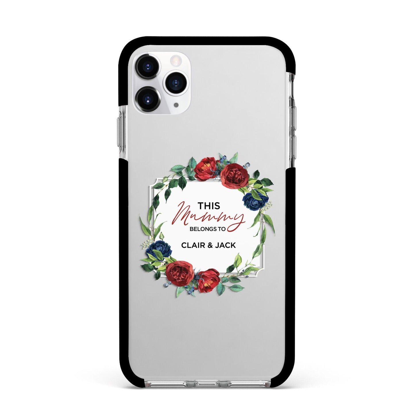 Mothers Day Flower Plaque Apple iPhone 11 Pro Max in Silver with Black Impact Case