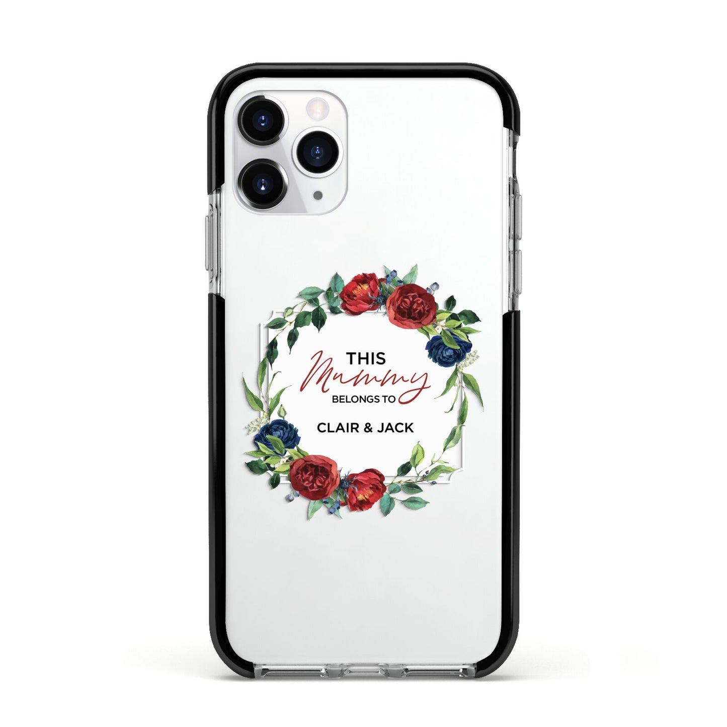 Mothers Day Flower Plaque Apple iPhone 11 Pro in Silver with Black Impact Case