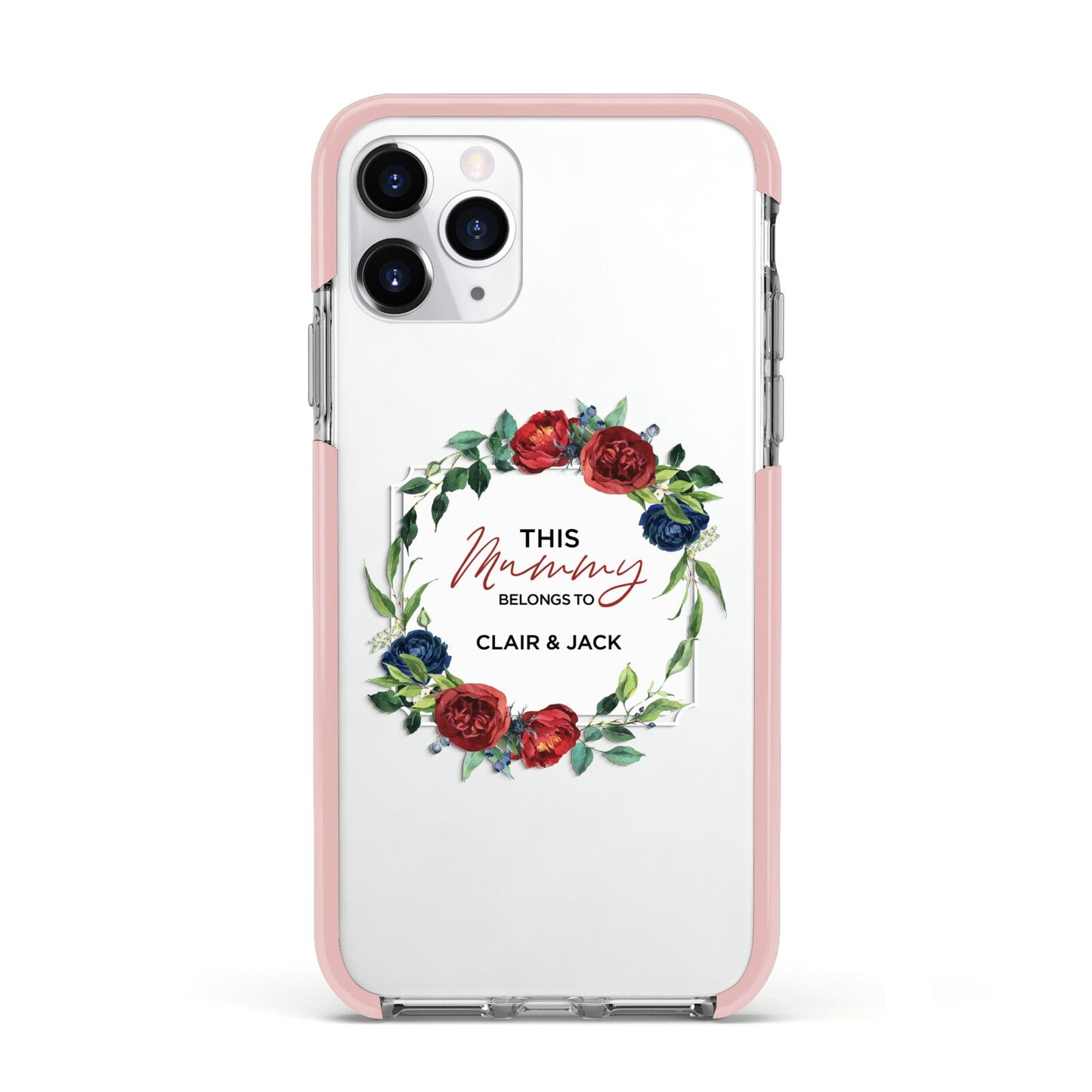 Mothers Day Flower Plaque Apple iPhone 11 Pro in Silver with Pink Impact Case