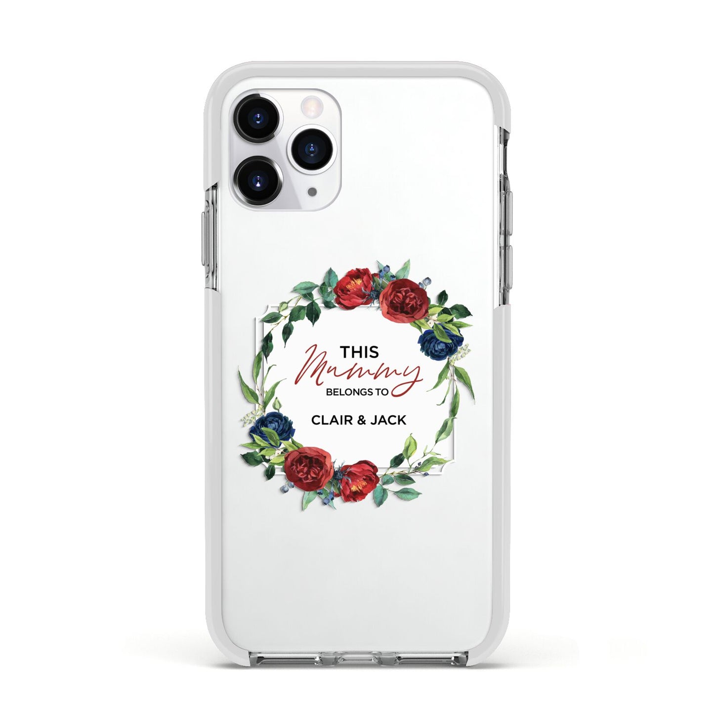 Mothers Day Flower Plaque Apple iPhone 11 Pro in Silver with White Impact Case