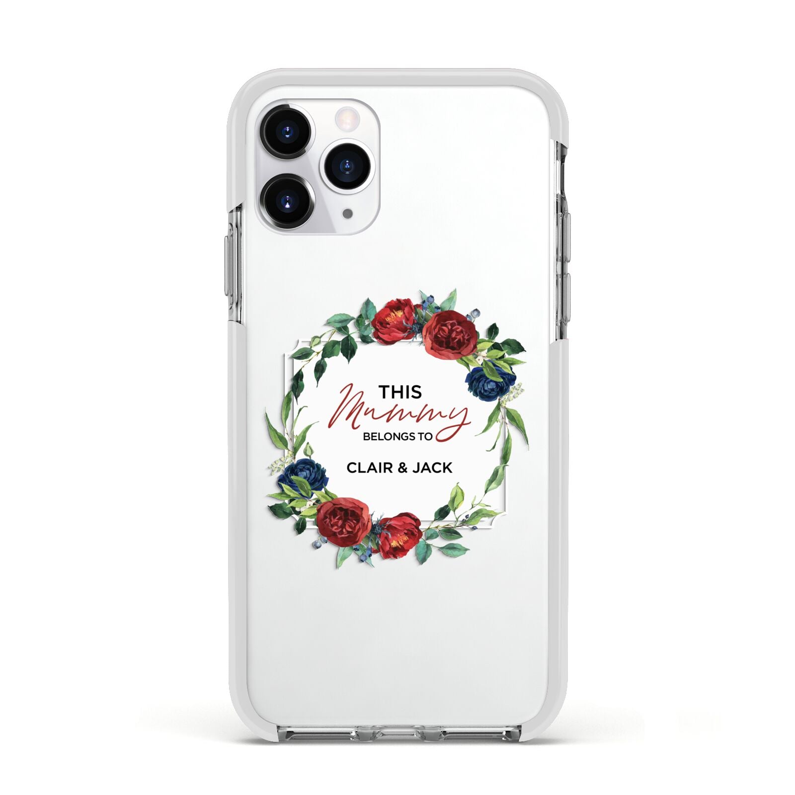 Mothers Day Flower Plaque Apple iPhone 11 Pro in Silver with White Impact Case