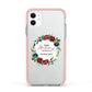 Mothers Day Flower Plaque Apple iPhone 11 in White with Pink Impact Case