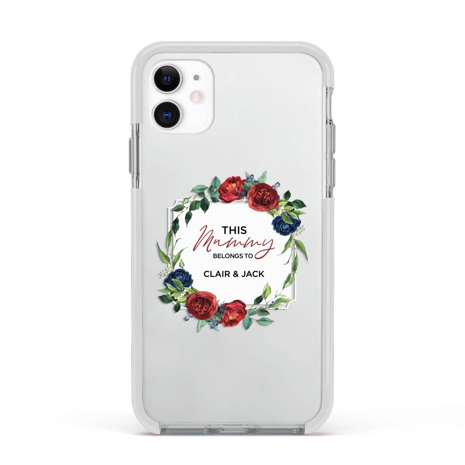 Mothers Day Flower Plaque Apple iPhone 11 in White with White Impact Case