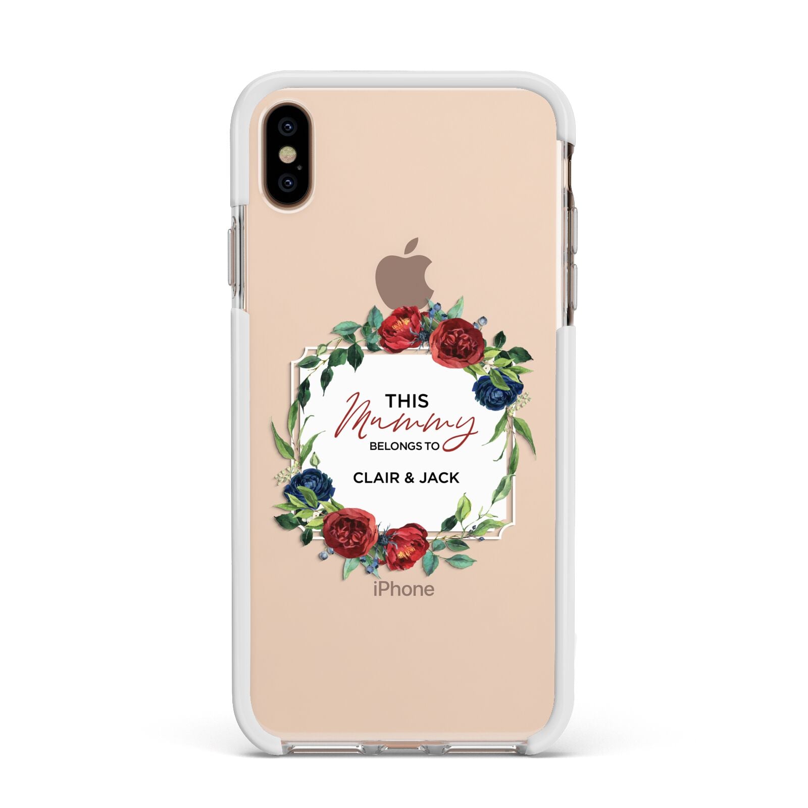 Mothers Day Flower Plaque Apple iPhone Xs Max Impact Case White Edge on Gold Phone