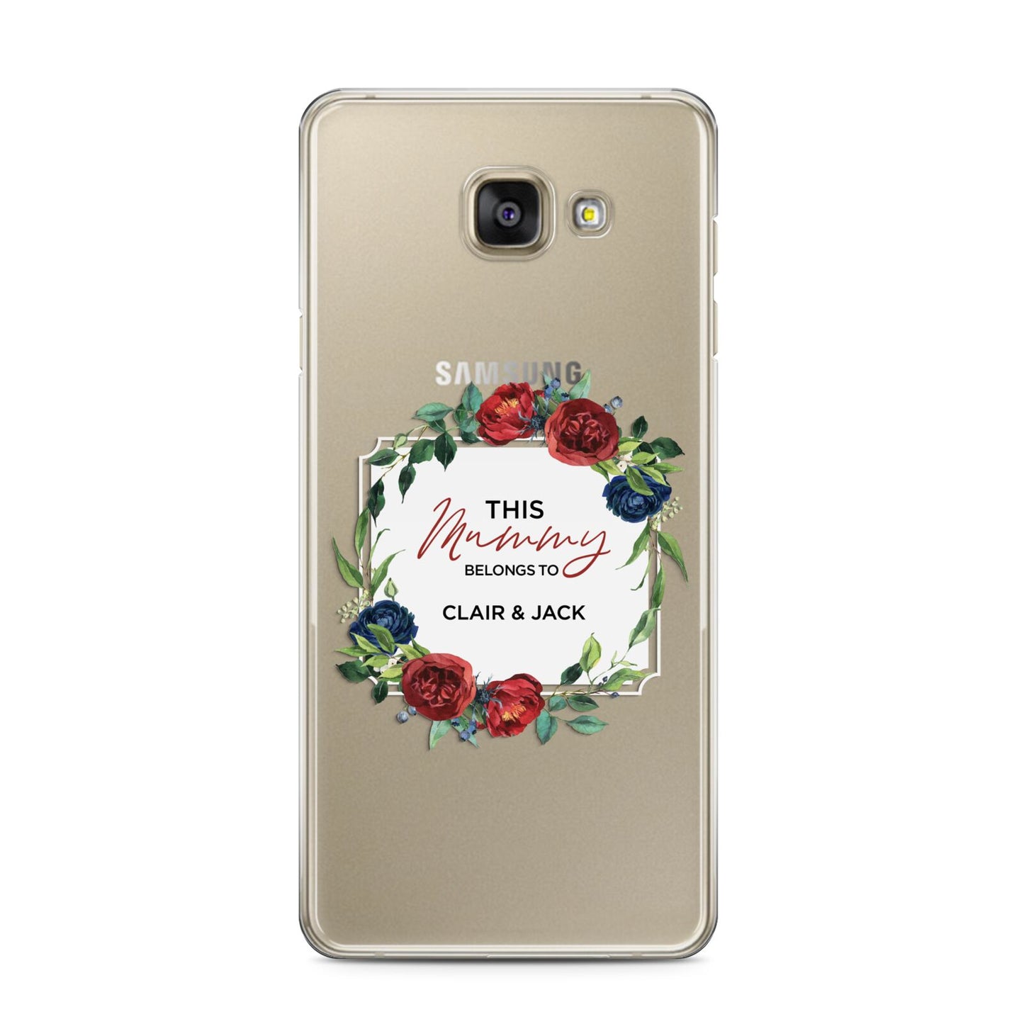 Mothers Day Flower Plaque Samsung Galaxy A3 2016 Case on gold phone