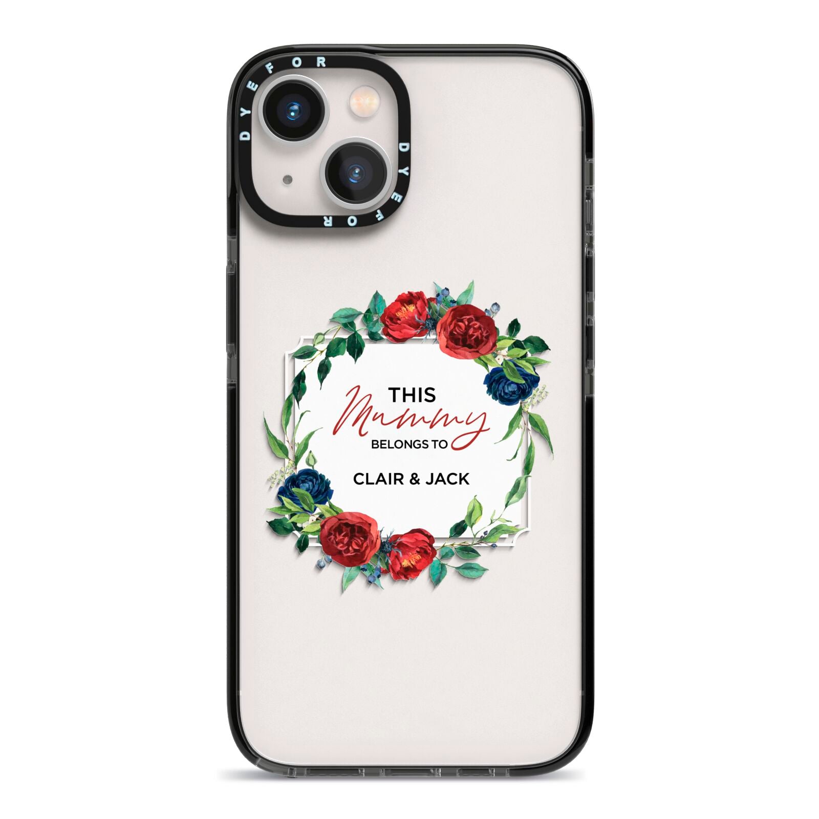 Mothers Day Flower Plaque iPhone 13 Black Impact Case on Silver phone