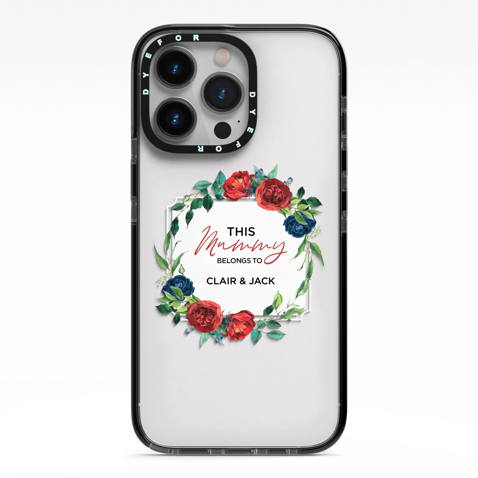 Mothers Day Flower Plaque iPhone 13 Pro Black Impact Case on Silver phone