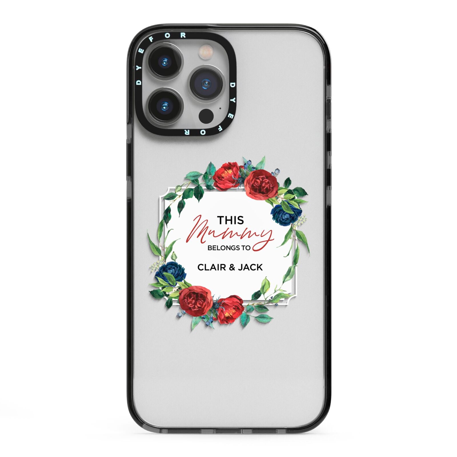 Mothers Day Flower Plaque iPhone 13 Pro Max Black Impact Case on Silver phone