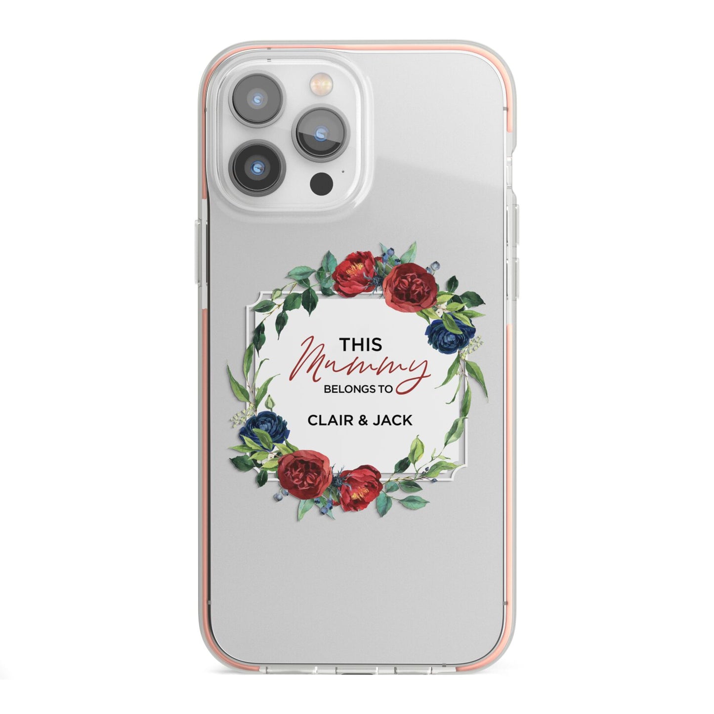 Mothers Day Flower Plaque iPhone 13 Pro Max TPU Impact Case with Pink Edges