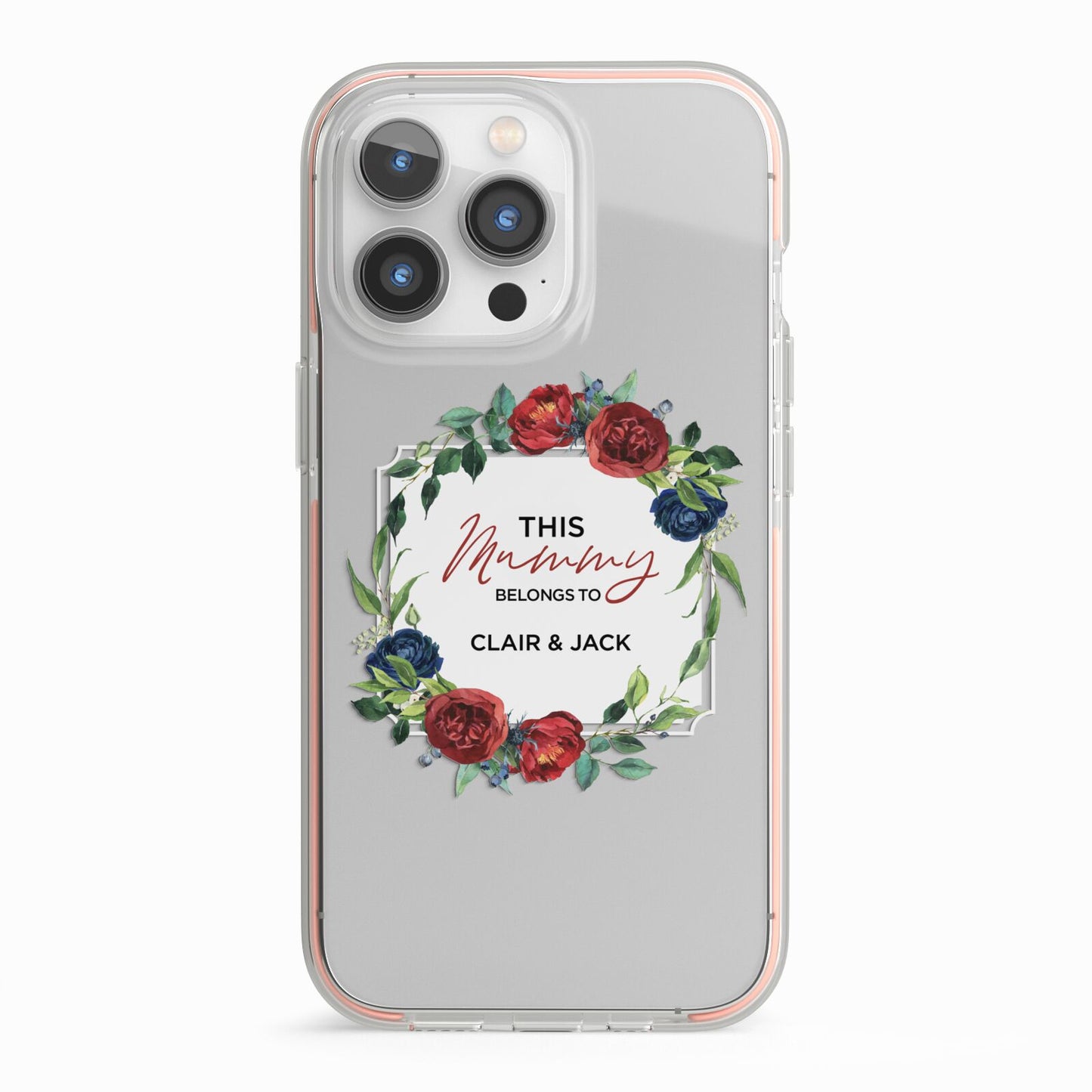 Mothers Day Flower Plaque iPhone 13 Pro TPU Impact Case with Pink Edges