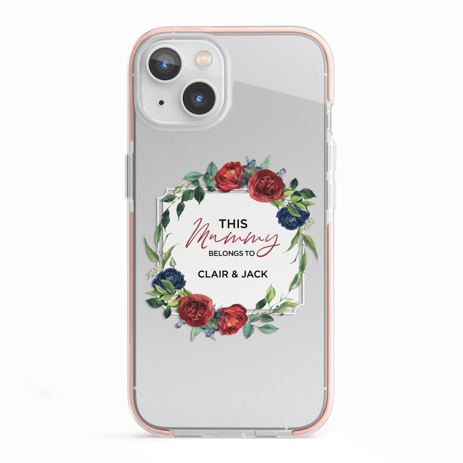 Mothers Day Flower Plaque iPhone 13 TPU Impact Case with Pink Edges