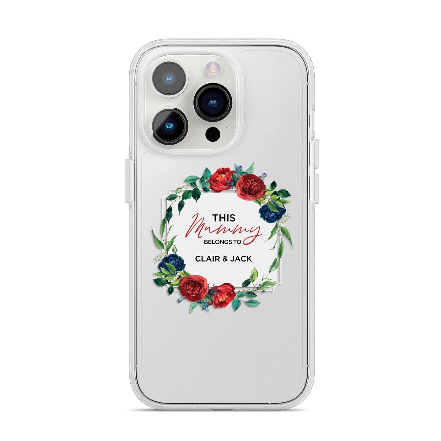 Mothers Day Flower Plaque iPhone 14 Pro Clear Tough Case Silver