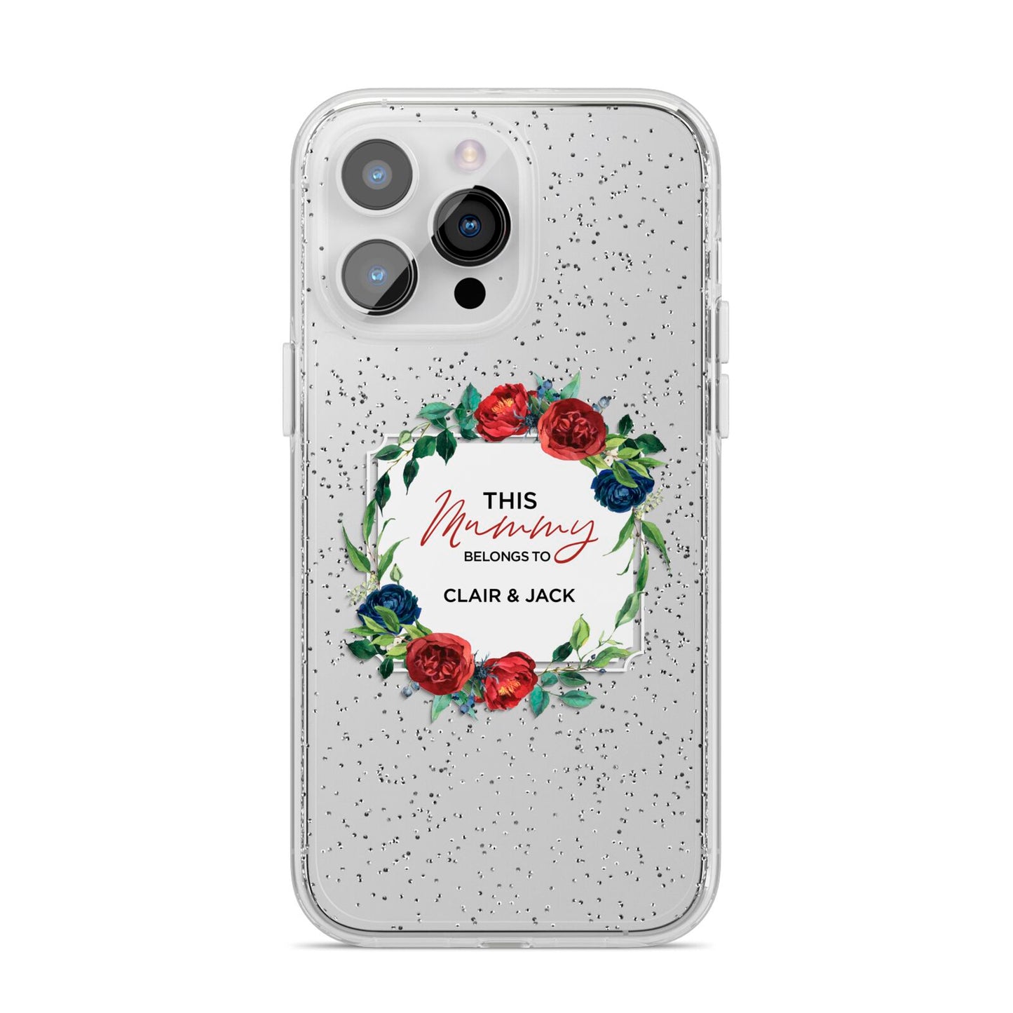 Mothers Day Flower Plaque iPhone 14 Pro Max Glitter Tough Case Silver