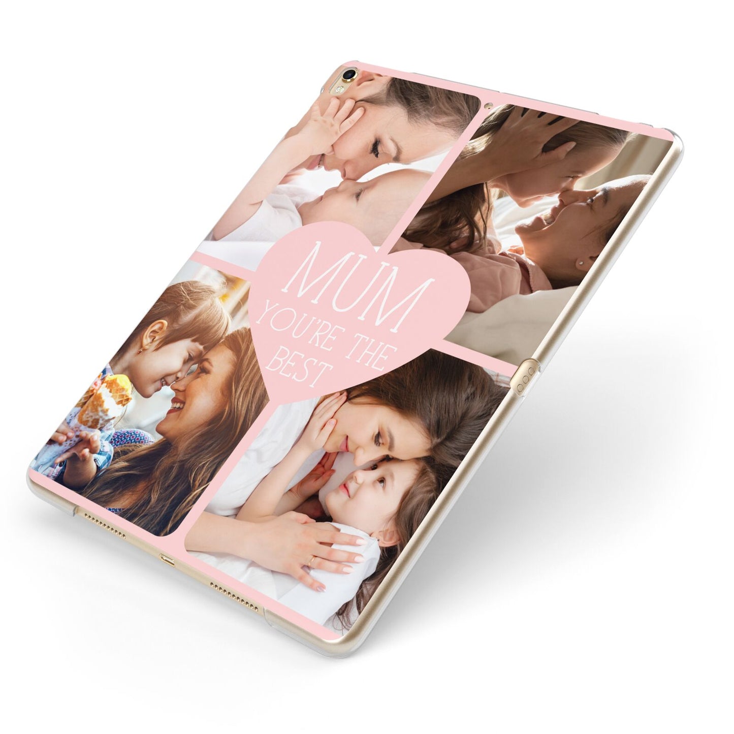 Mothers Day Four Photo Upload Apple iPad Case on Gold iPad Side View