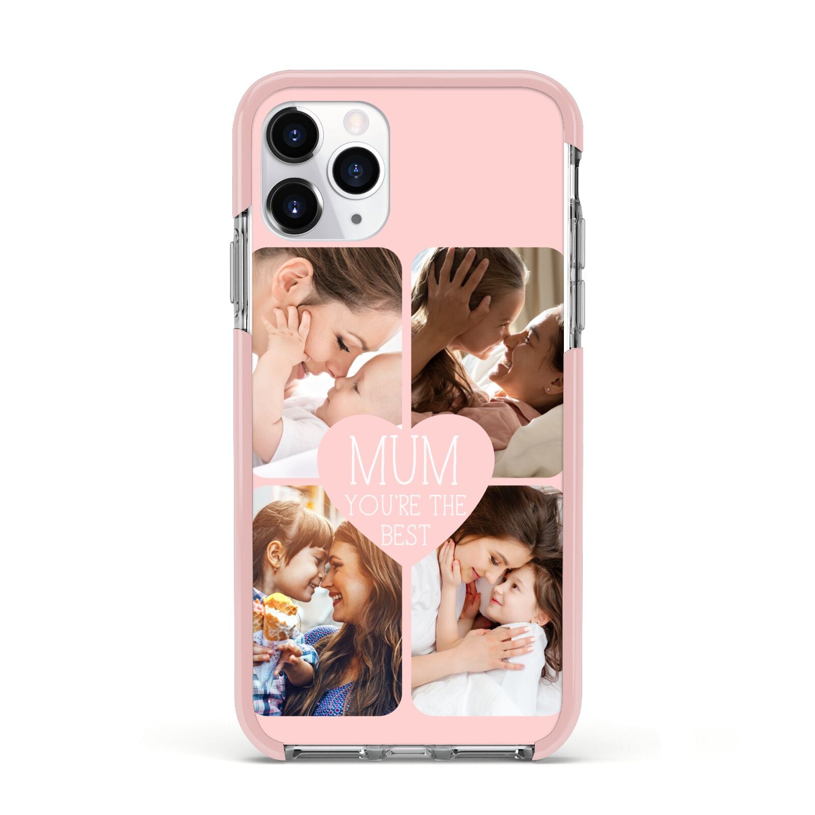 Mothers Day Four Photo Upload Apple iPhone 11 Pro in Silver with Pink Impact Case