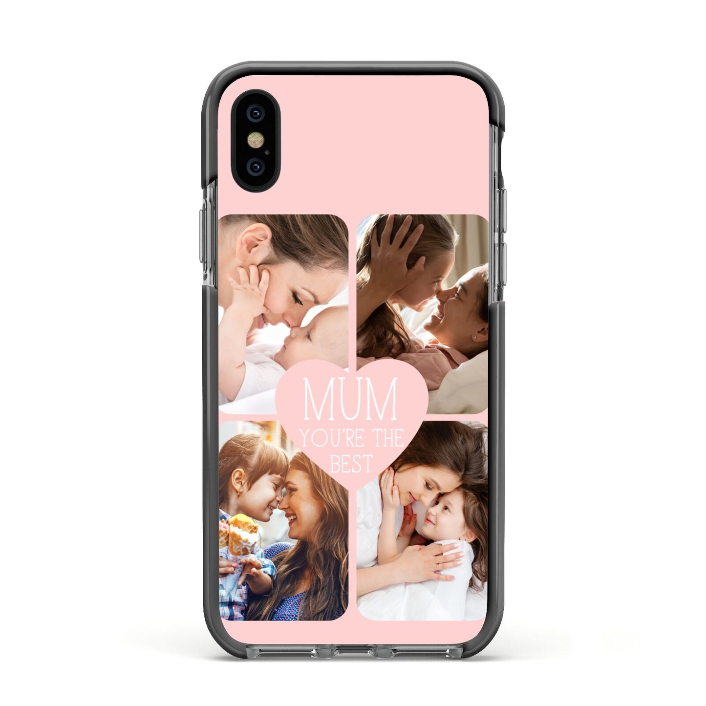 Mothers Day Four Photo Upload Apple iPhone Xs Impact Case Black Edge on Black Phone