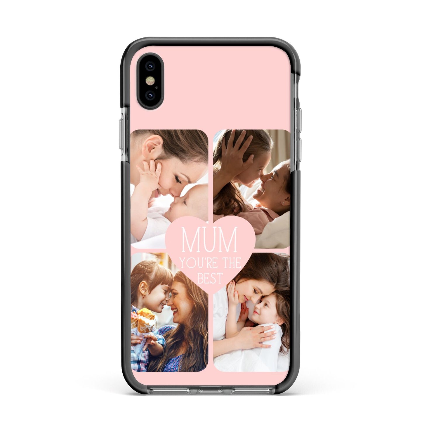 Mothers Day Four Photo Upload Apple iPhone Xs Max Impact Case Black Edge on Black Phone