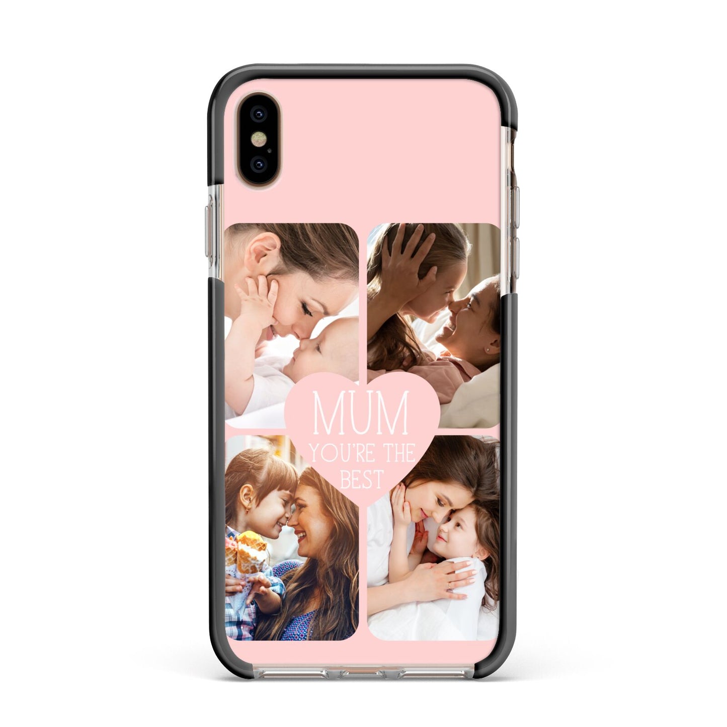 Mothers Day Four Photo Upload Apple iPhone Xs Max Impact Case Black Edge on Gold Phone