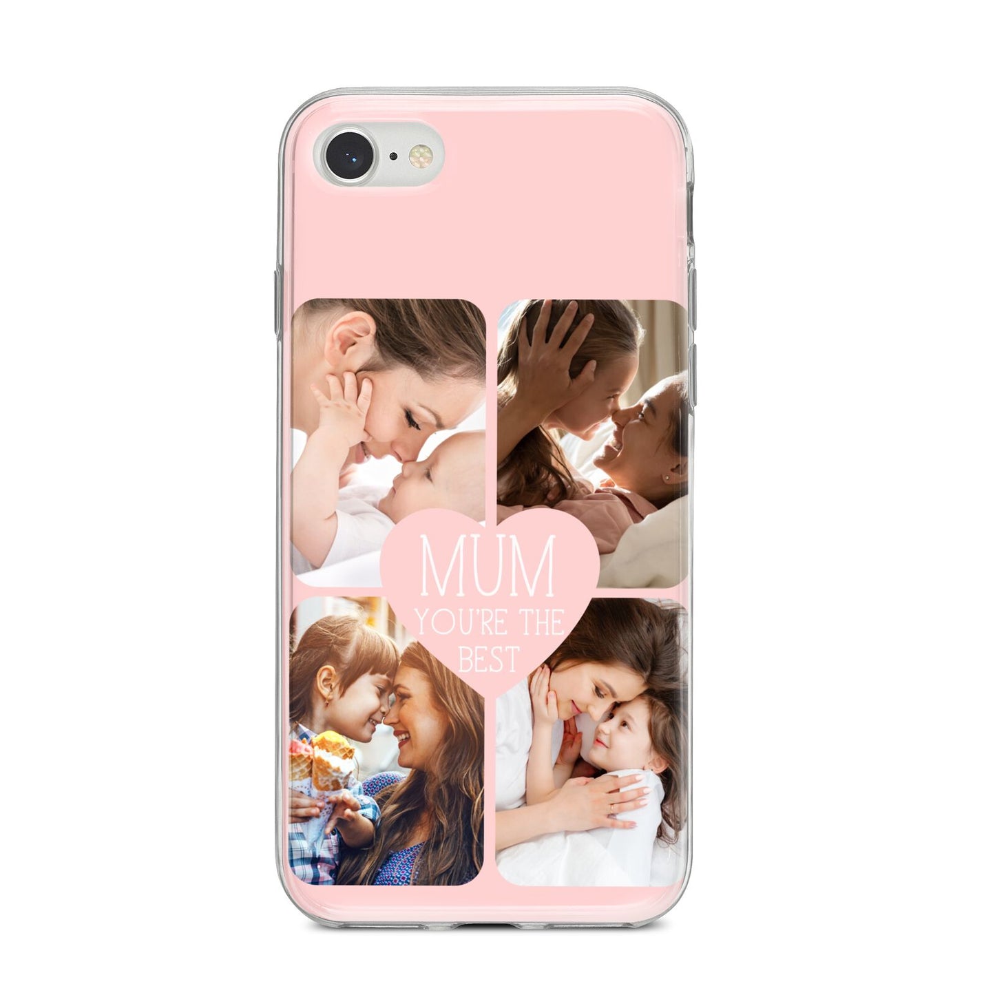 Mothers Day Four Photo Upload iPhone 8 Bumper Case on Silver iPhone