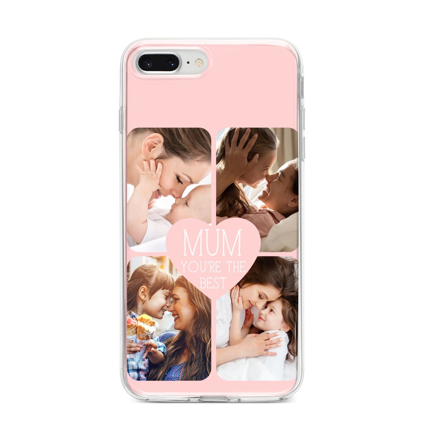 Mothers Day Four Photo Upload iPhone 8 Plus Bumper Case on Silver iPhone