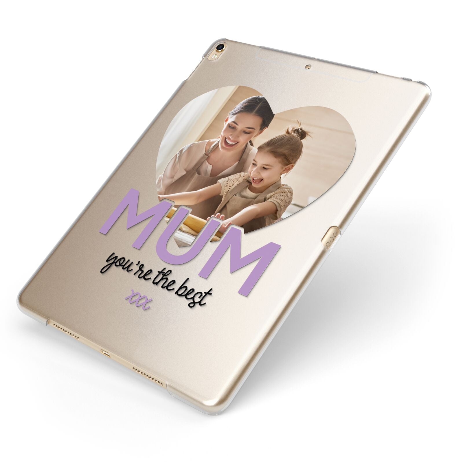 Mothers Day Heart Photo Apple iPad Case on Gold iPad Side View