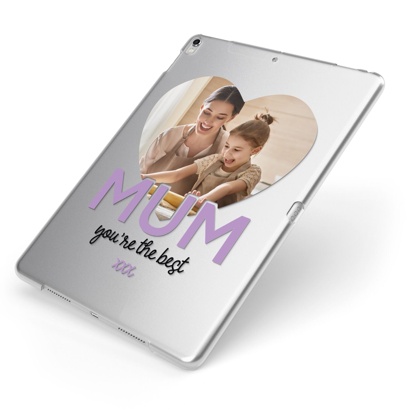 Mothers Day Heart Photo Apple iPad Case on Silver iPad Side View