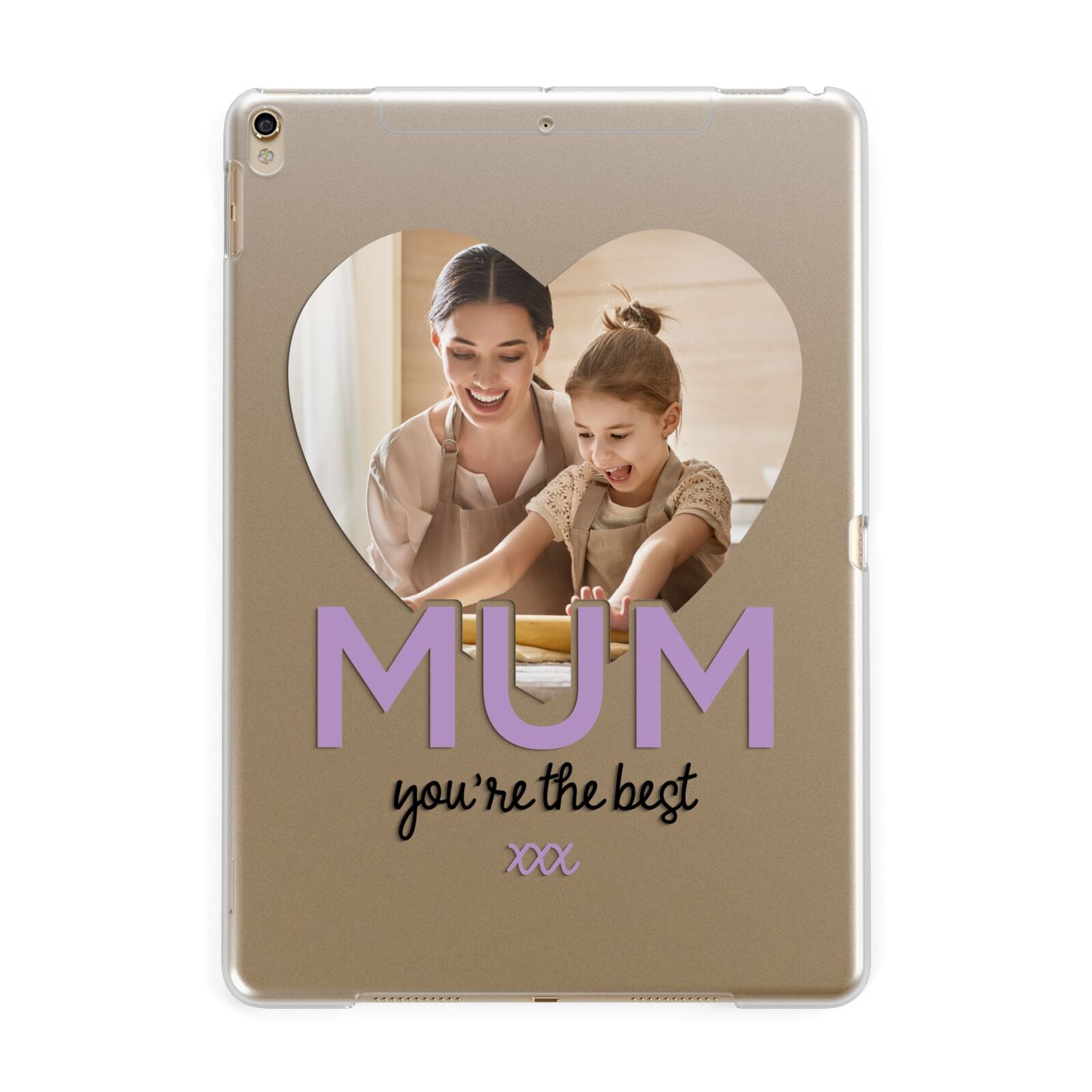 Mothers Day Heart Photo Apple iPad Gold Case