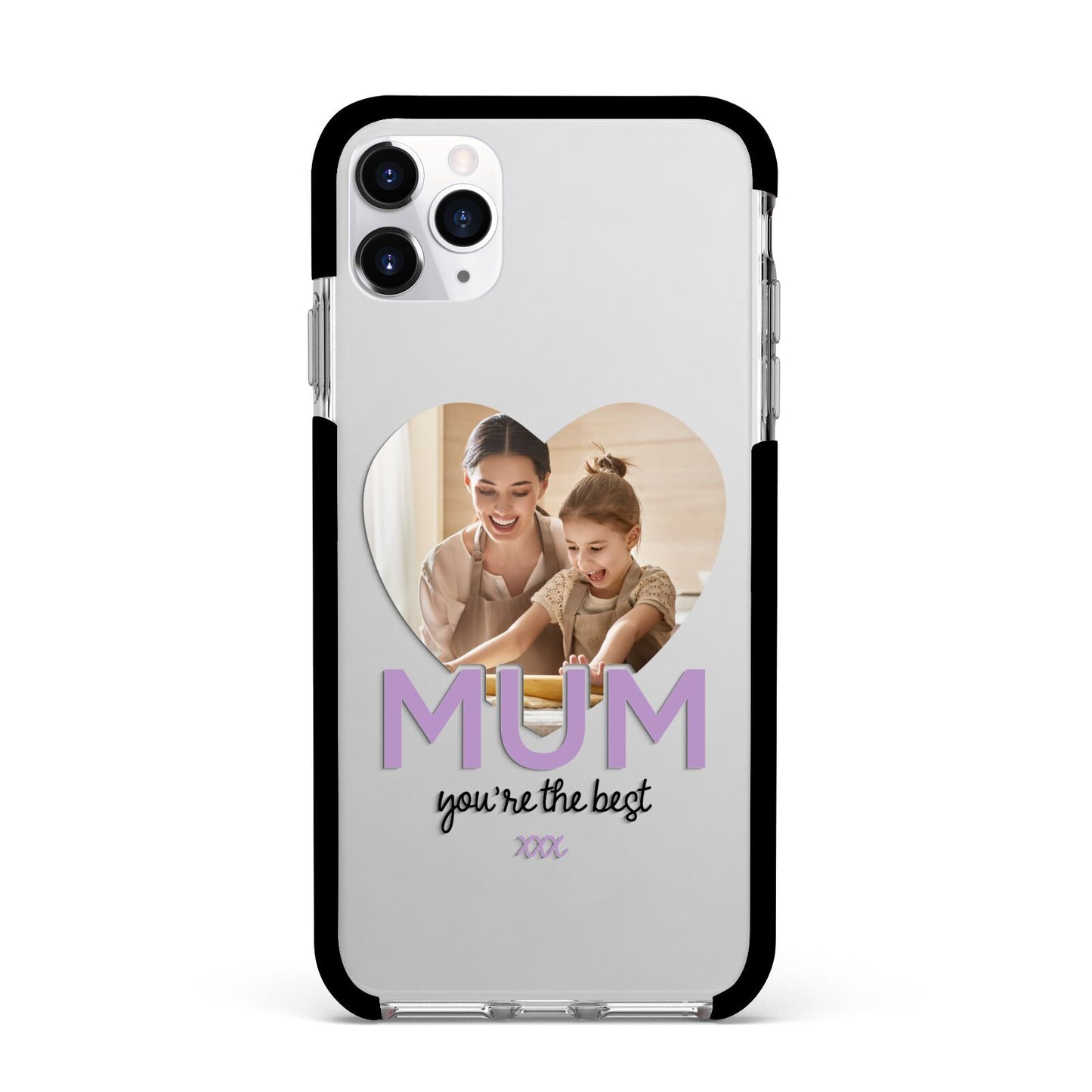 Mothers Day Heart Photo Apple iPhone 11 Pro Max in Silver with Black Impact Case