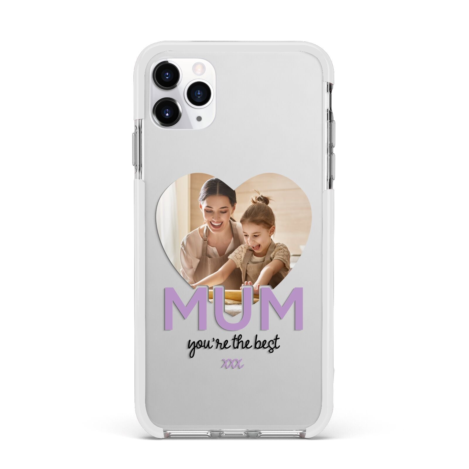 Mothers Day Heart Photo Apple iPhone 11 Pro Max in Silver with White Impact Case