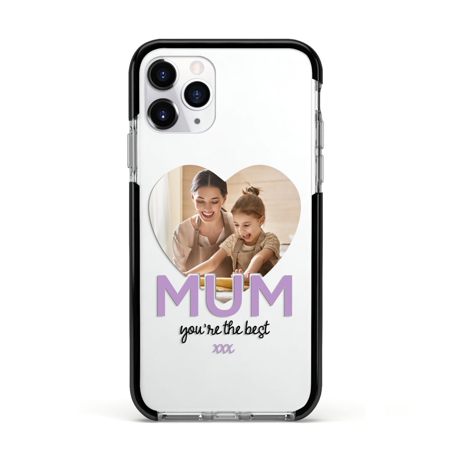 Mothers Day Heart Photo Apple iPhone 11 Pro in Silver with Black Impact Case