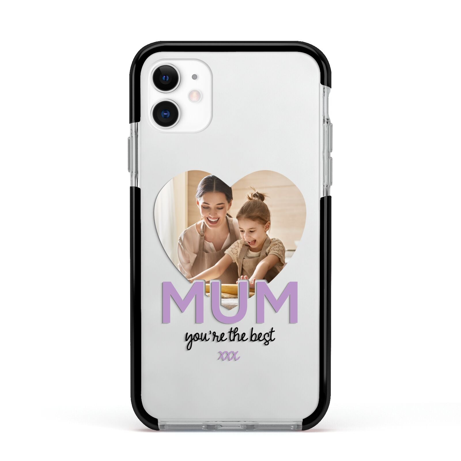 Mothers Day Heart Photo Apple iPhone 11 in White with Black Impact Case