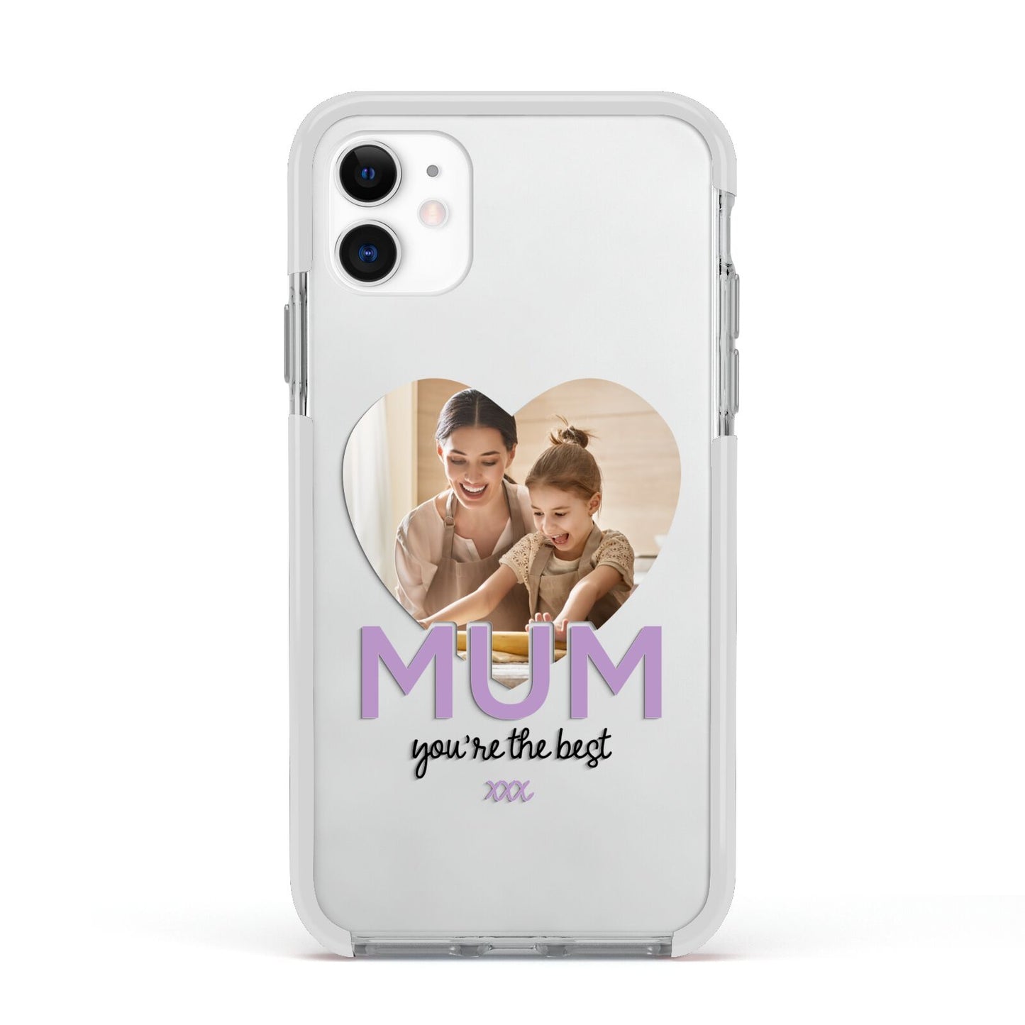 Mothers Day Heart Photo Apple iPhone 11 in White with White Impact Case