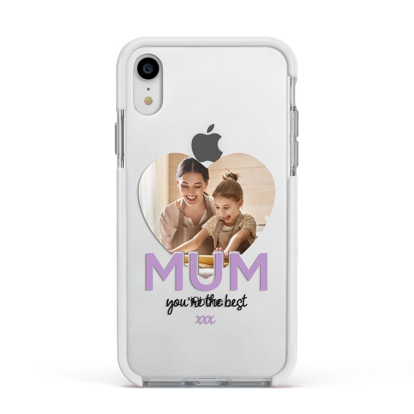 Mothers Day Heart Photo Apple iPhone XR Impact Case White Edge on Silver Phone