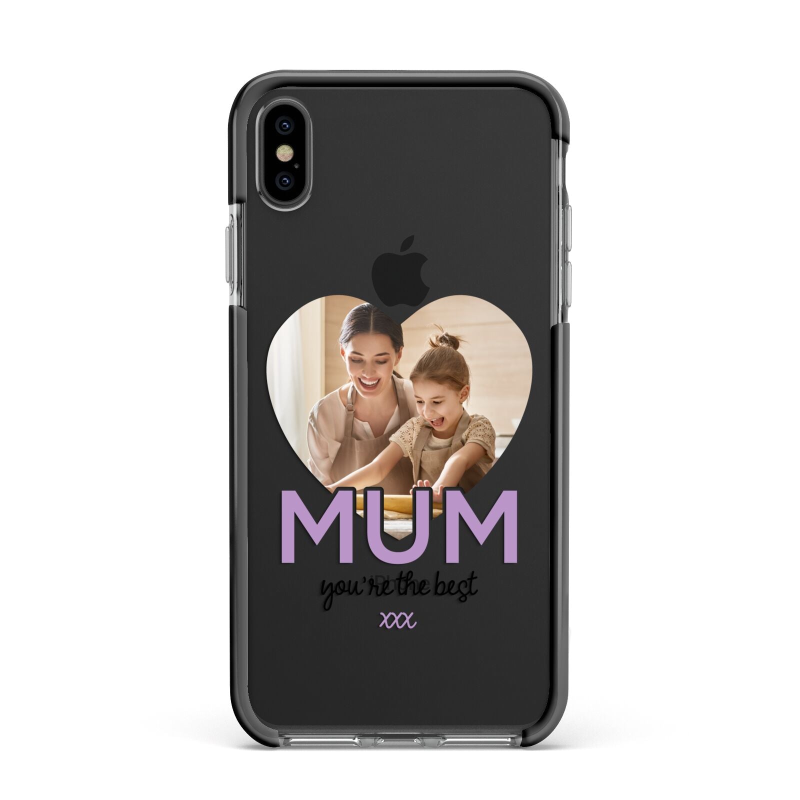 Mothers Day Heart Photo Apple iPhone Xs Max Impact Case Black Edge on Black Phone