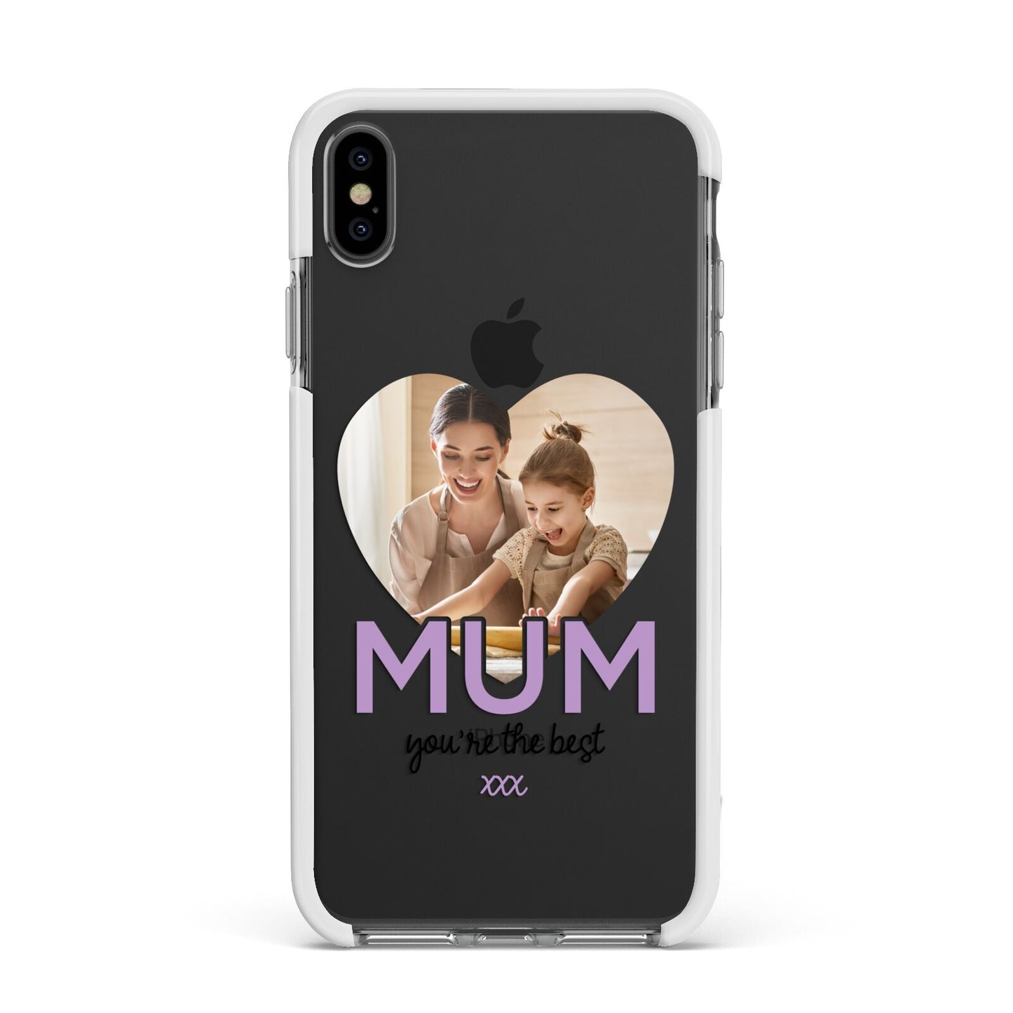 Mothers Day Heart Photo Apple iPhone Xs Max Impact Case White Edge on Black Phone