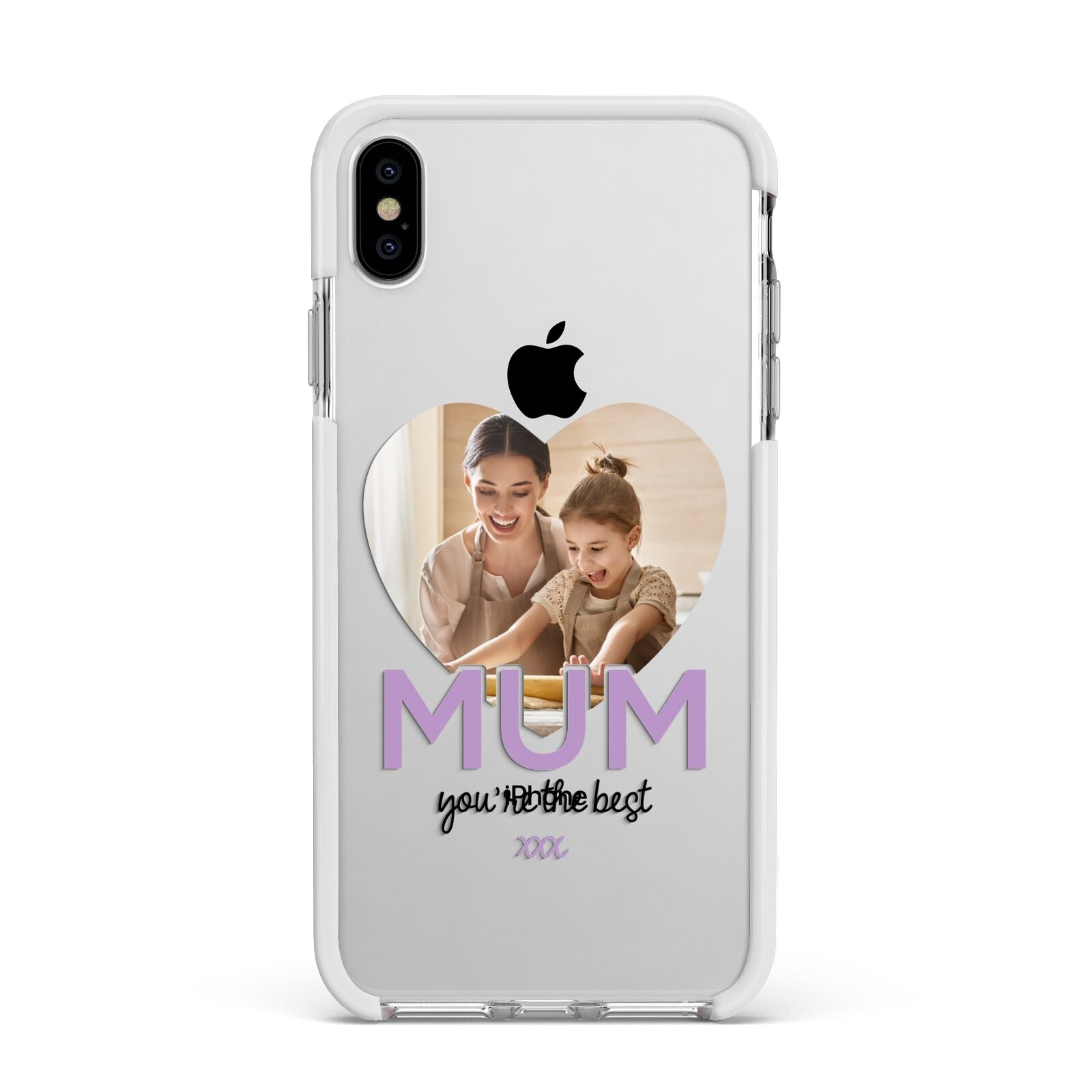 Mothers Day Heart Photo Apple iPhone Xs Max Impact Case White Edge on Silver Phone