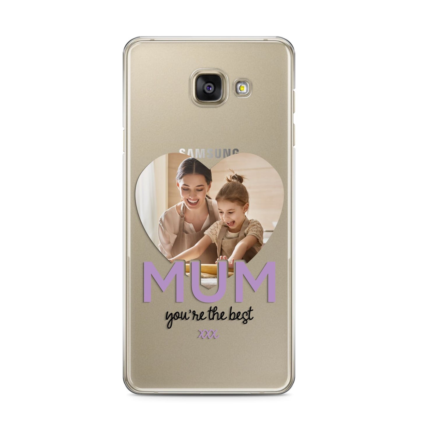 Mothers Day Heart Photo Samsung Galaxy A3 2016 Case on gold phone