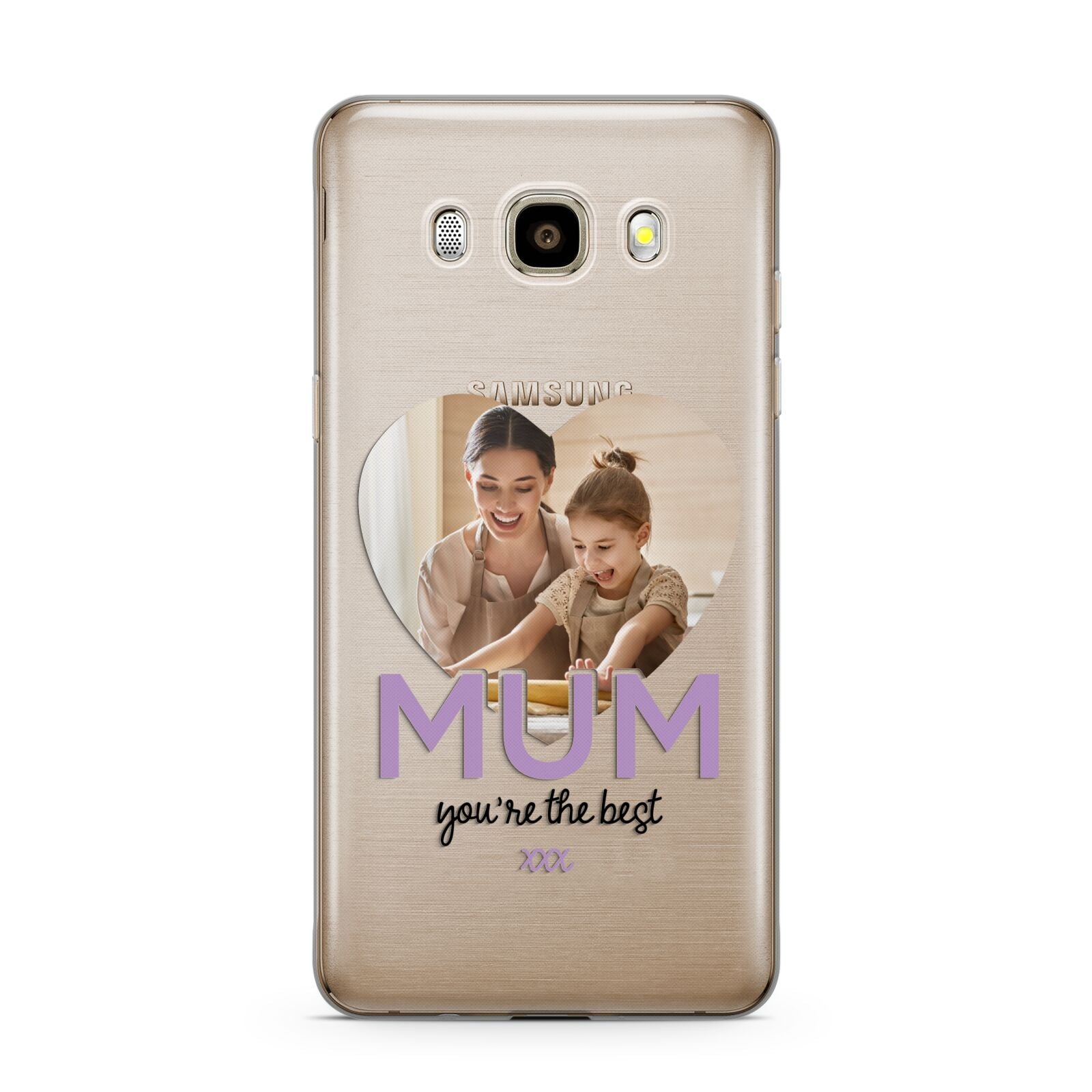 Mothers Day Heart Photo Samsung Galaxy J7 2016 Case on gold phone