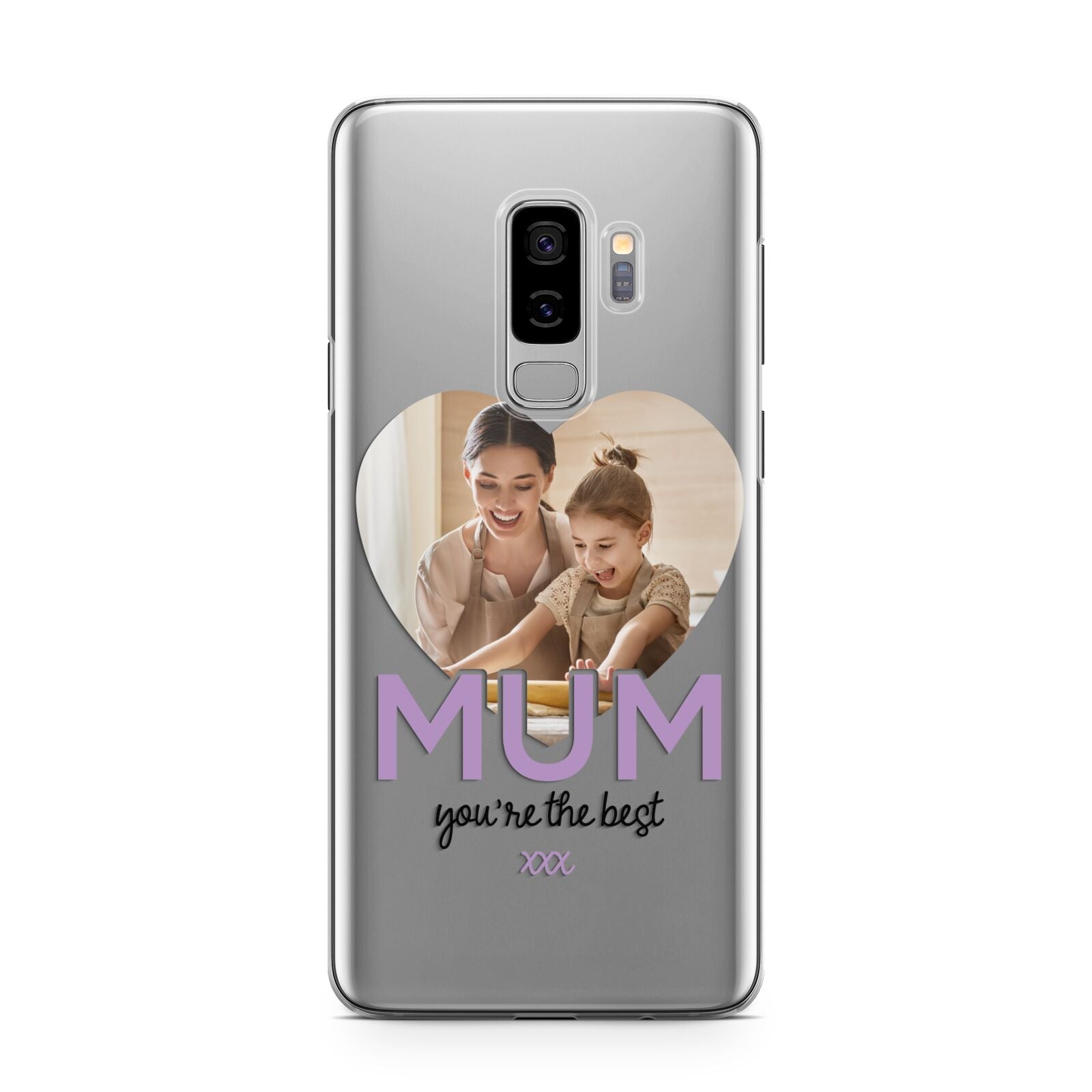 Mothers Day Heart Photo Samsung Galaxy S9 Plus Case on Silver phone