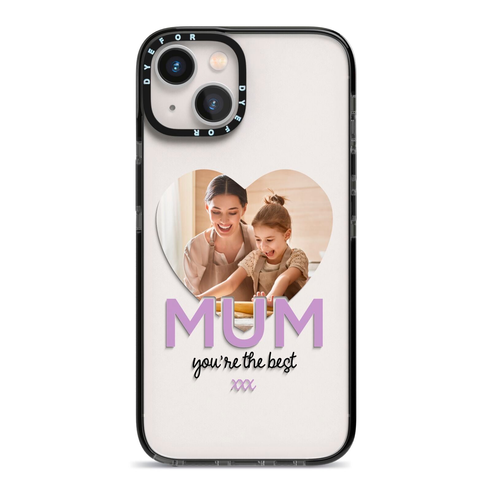 Mothers Day Heart Photo iPhone 13 Black Impact Case on Silver phone