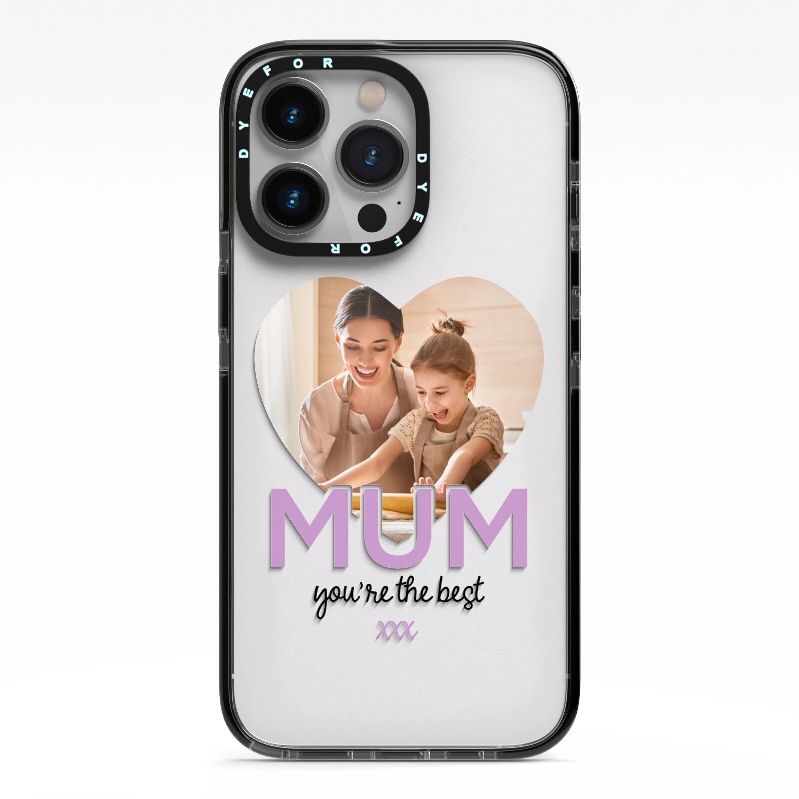 Mothers Day Heart Photo iPhone 13 Pro Black Impact Case on Silver phone